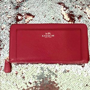 Coach burgundy leather zip wallet